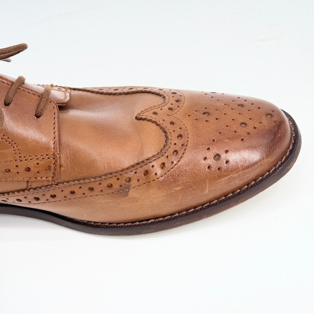 Florsheim Mens 11737 257 Tan Leather Wingtip Brogue Oxford Shoes 10.5 D - Picture 6 of 10